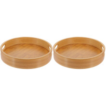 2Pcs Bamboo Tea Trays Khaki Multifunctional Serving Snack Fruit Plates