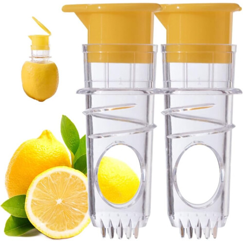 (Yellow( 2pcs), -) Χειροκίνητος αποχυμωτής λεμονιού με βιδωτό καπάκι - Screw-top lemon squeezer