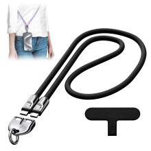 (Black, Crossbody style) C naar C 240W oplaadkabel met draagbare armband ontwerp – telefoonlanyard multifunctioneel type C