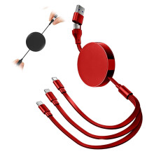 (Red, -) Multi 3-in-1 intrekbare oplaadkabel 2026 – draagbare snellader voor reizen, zakelijke gebruikers