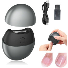 (Metallic Gray, -) Cortaúñas eléctrico con luz, 2 velocidades tapa magnética USB niños adultos mayores