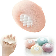 (Pink, -) Super zachte zonnebloem zuignap badbal – 2-in-1 exfoliërende spons met vingerringen
