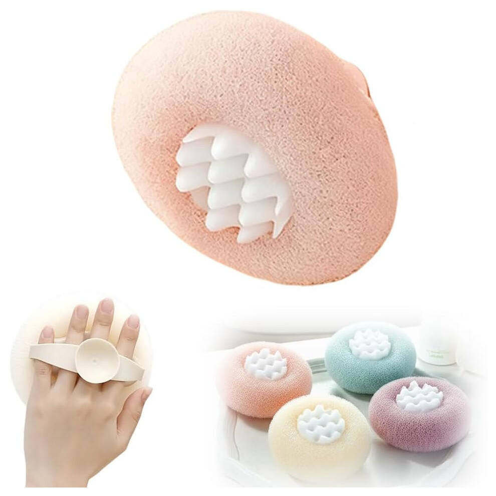Oimg (Pink, -) Super Soft Sunflower Suction Cup Bath Ball, 2-In-1 Exfoliating Sponge With Finger Rings