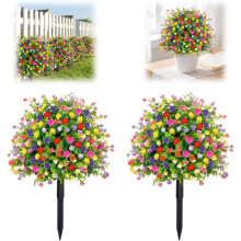 (Colorful, -) Kunstbloemen voor buiten UV-bestendig – 2-pack realistische nepbloemen met grondstokken