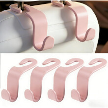 (Pink, -) 4-pack auto hoofdsteun haken – 360 rotatie handtashaak voor jassen, zware S-type