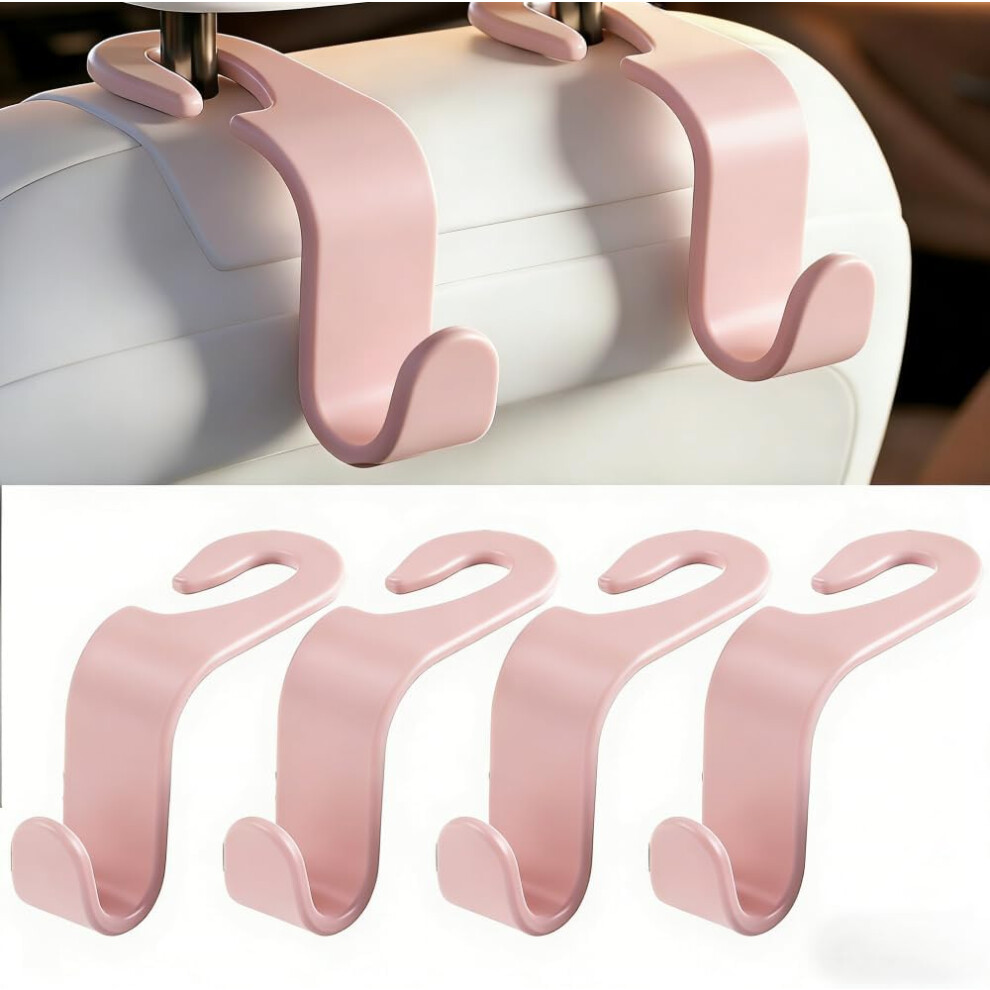 (, -) 4 Pack Car Headrest Hooks, 360 Rotation Purse Hook For Handbag Coat, Heavy Duty S Type Pink 5437706823919