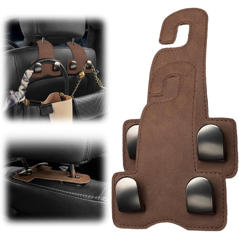 (-2 Pack, -) 2 Pack Car Back Seat Headrest Hooks, 360 Rotation Purse Hook For Handbag Coat, Heavy Duty Brown 5437706823353