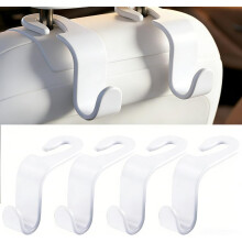 (White, -) 4-pack auto hoofdsteun haken – 360 rotatie handtashaak voor jassen, zware S-type