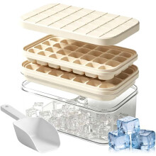 (White, -) Eiswürfelform mit Deckel & Behälter, 2er Pack tragbare Silikonformen für Gefrierschrank, 56 Würfel leicht lösbar