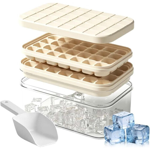 (White, -) - Ice cube tray with lid & bin