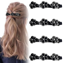 (B - Black * 4pcs, -) Presilhas de Cabelo com Cristal Brilhante, Barrettes de Rinoceronte