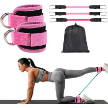 (Pink, -) Enkel weerstandsbanden met manchetten – verstelbare been- en bil workout apparaat voor dames heren