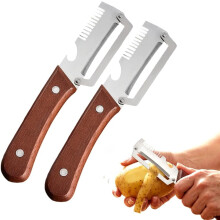 (2pcs, -) 2 Stück multifunktionaler Gemüseschäler, 2-in-1 Null Hänger Holzschäler mit Flaschenöffner