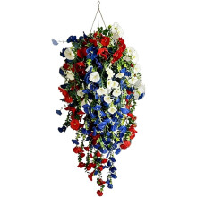 (1pcs, -) 4 juli decoratie driekleurige kunstbloem – rood wit blauwe zijden hangende voor terras veranda