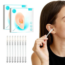 (48pcs, Medium) Plakkerige oorreinigingsstick 2026 – herbruikbare wasbare oorsmeerverwijderaar swabs met stofkap