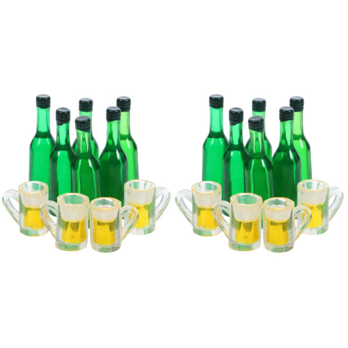 2Sets Resin Mini Beer Bottles and Mugs Assorted Decoration