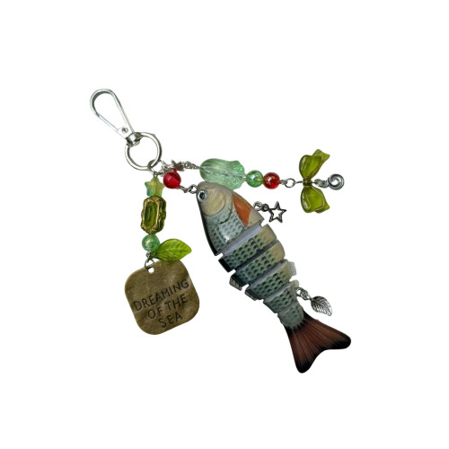 Long Fish Shaped Keychain Easy Carry with Fun-pattern A