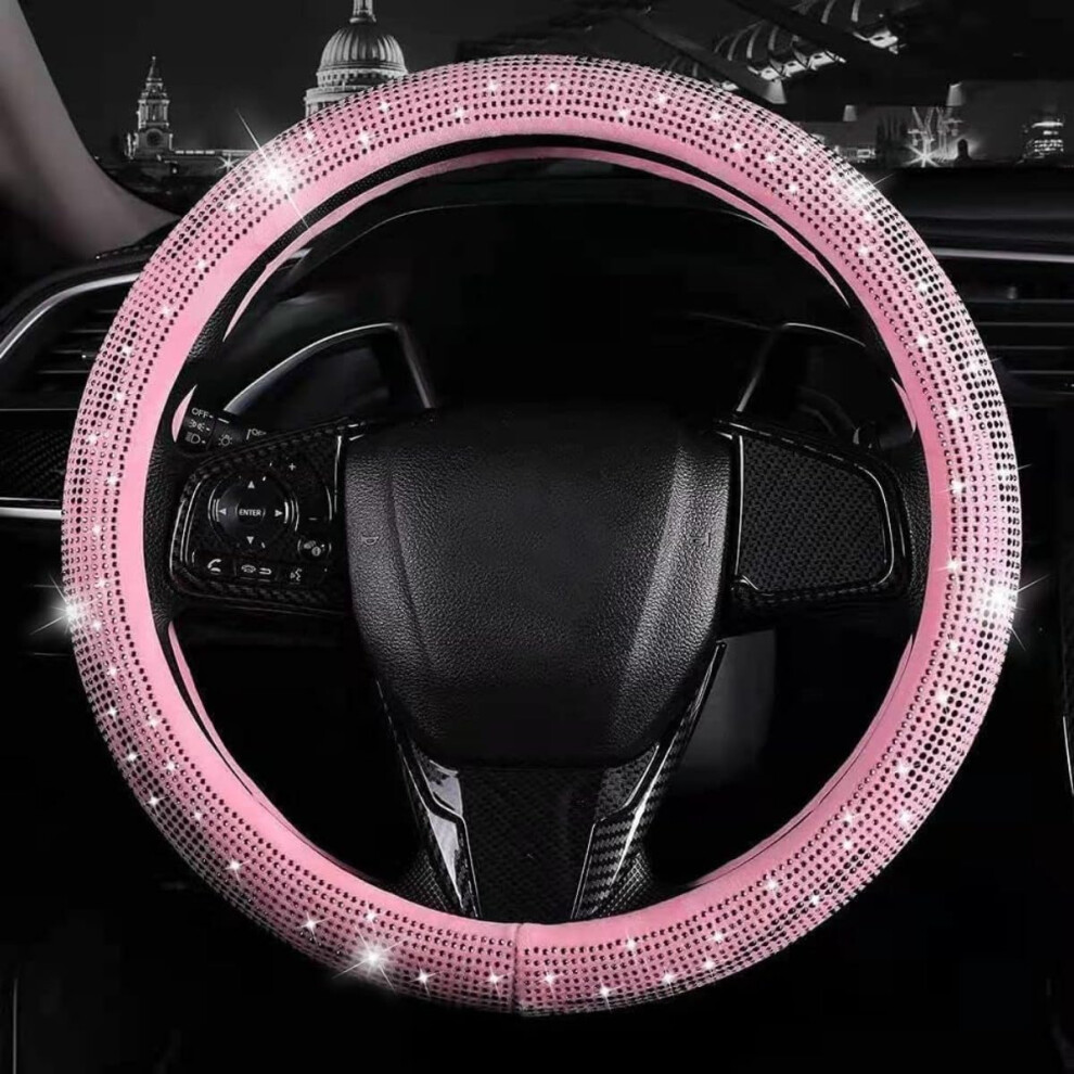 (, -) Crystal Rhinestone Bling Steering Wheel Cover - Sparkling Diamond For Car Suv Pink 5437706831631