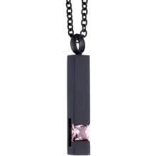 (Capricorn, -) Collana ceneri per urne, cubo pietra nera, acciaio memoria