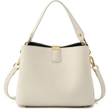 (White, -) Δερμάτινο λίτσι, χρυσό hardware - Premium pebbled leather