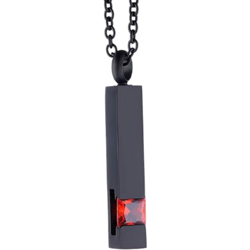 (Aries, -) Collana ceneri per urne, cubo pietra nera, acciaio memoria