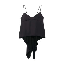 Damen-Cami-Tanktop mit V-Ausschnitt, asymmetrischem-Schwarz L