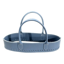 Perforierter PU-Leder-Häkeltaschengriff,-Blau