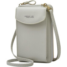 (Grey, -) Original PU Leder Clutch Geldbörse, Handy Crossbody Tasche für Damen