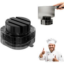 (Black, -) Zuignap gegolfde wetsteen – messenslijpset met rubberen basis
