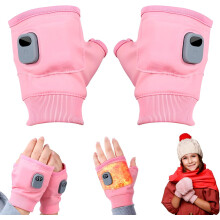 (Pink, Medium) Wiederaufladbare smarte thermostatische beheizte Fingerhandschuhe, USB 3-Gang