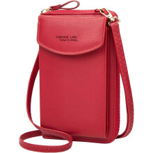 (Red, -) Original PU Leder Clutch Geldbörse, Handy Crossbody Tasche für Damen
