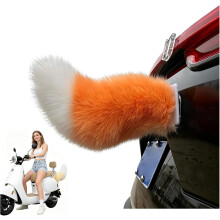 (#02, -) Coda gatto peluche ricaricabile per auto, decorazione mobile telecomandata
