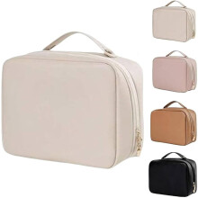 (White, -) Set Patient mehrteiliger Toilettenartikel Kosmetiktasche, PU Leder