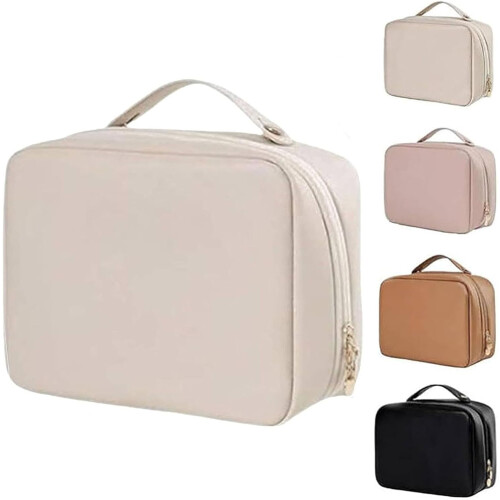 (White, -) Trousse toilette multi-compartiments PU cuir