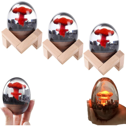 (3PCS, -) 3D Mushroom Cloud Nuclear Explosion Night Light, Atomic Bomb Lamp