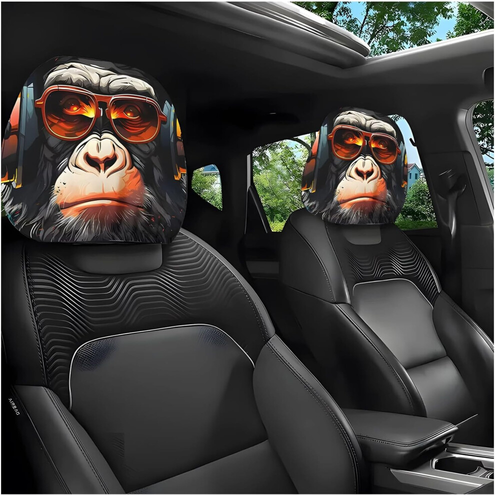 (N, -) Funny Cartoon Big Eyes Car Headrest Covers, Double-Sided Print 5437706803980