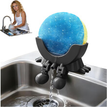 (Black, -) Funny Peeing Scrub Sponge Holder for Kitchen Sink, Auto Draining