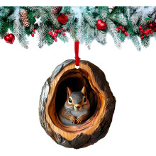 (K, -) 12 Enfeites de Natal Acrílico de Animais da Floresta 2D
