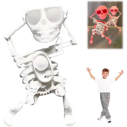 (White, -) 3D Printing Clockwork Skeleton Dancing Toy, Desk Ornament
