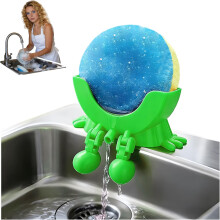 (Green, -) Funny Peeing Scrub Sponge Holder for Kitchen Sink, Auto Draining