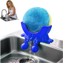 (Dark Blue, -) Funny Peeing Scrub Sponge Holder for Kitchen Sink, Auto Draining