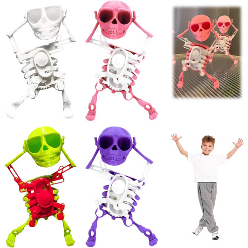 (4pcs, -) 3D Printing Clockwork Skeleton Dancing Toy, Desk Ornament