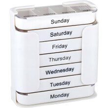 (White, -) Weekly Pill Organizer, 4 Times a Day Stackable Daily Medication Case