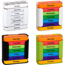 (4pc, -) Weekly Pill Organizer, 4 Times a Day Stackable Daily Medication Case