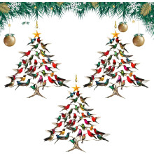 (3pcs, -) Enfeite de Natal Acrílico Beija-flor 2D, Empilhável