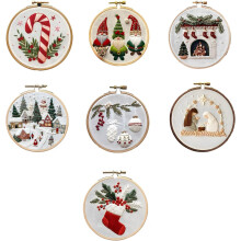 (7pcs, -) Kit broderie Noël adulte, avec cercle patron