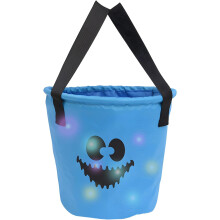 (Blue, -) Light Up Halloween Ghost Basket Tote Candy Bag, LED Trick or Treat