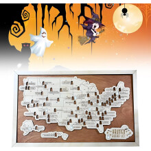 (Brown, Small) Hölzerne Spuk Eimer Liste Karte, gruselige Halloween Horror Wand Deko