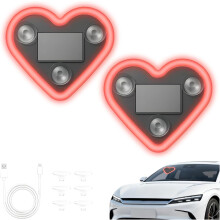 (Red-2PCS, -) Solcells driven hjärtformad C-pelare neonljus för bil, IP65