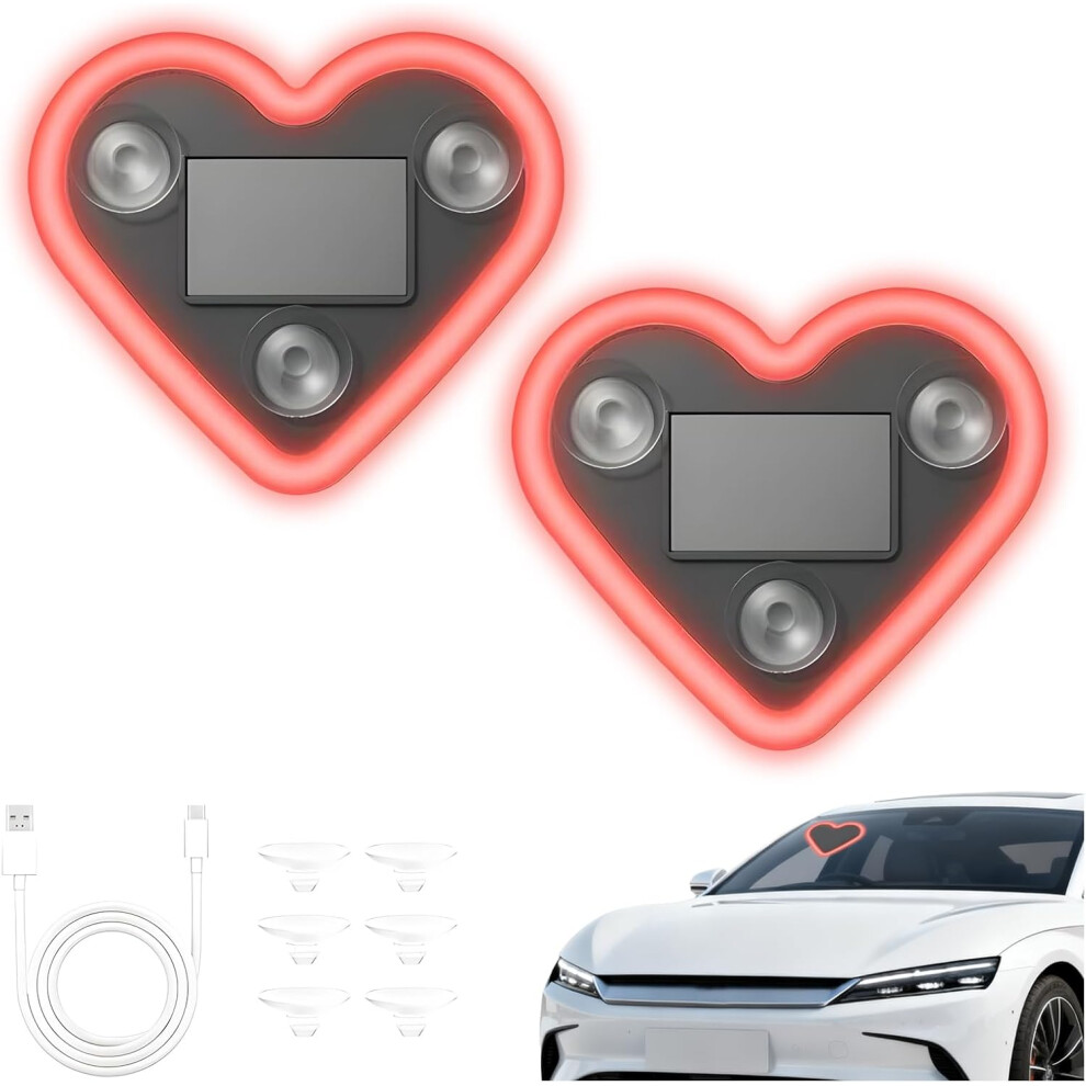 (-2Pcs, -) Solar Powe Heart Shape C-Pillar Neon For Car, Ip65 Red/Light 5437706808084